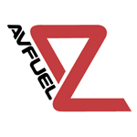 A red and black logo for avfuel